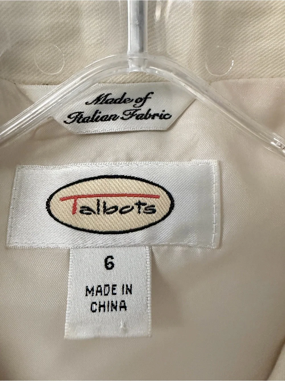 Talbots Cream Italian Blend Tie-Waist Blazer Size 6